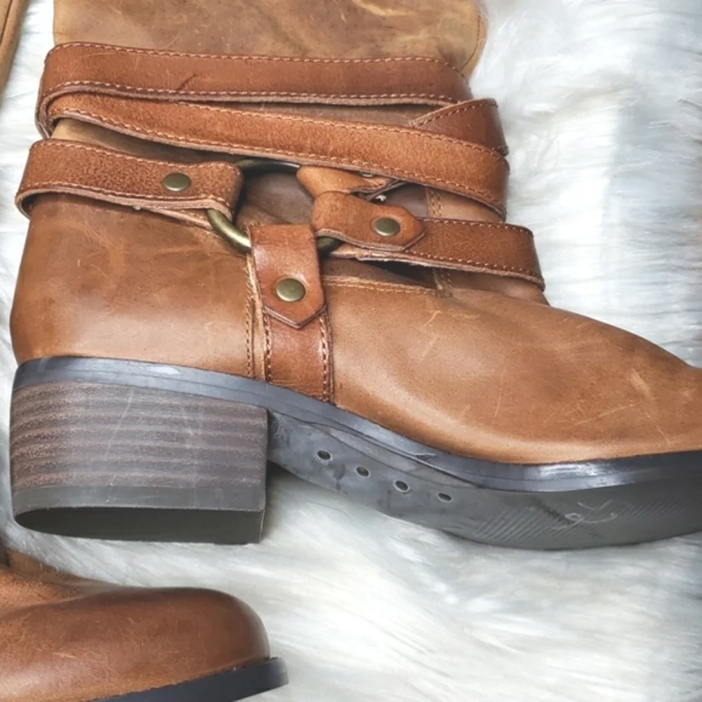 GB Distressed Leather Tall Riding boots